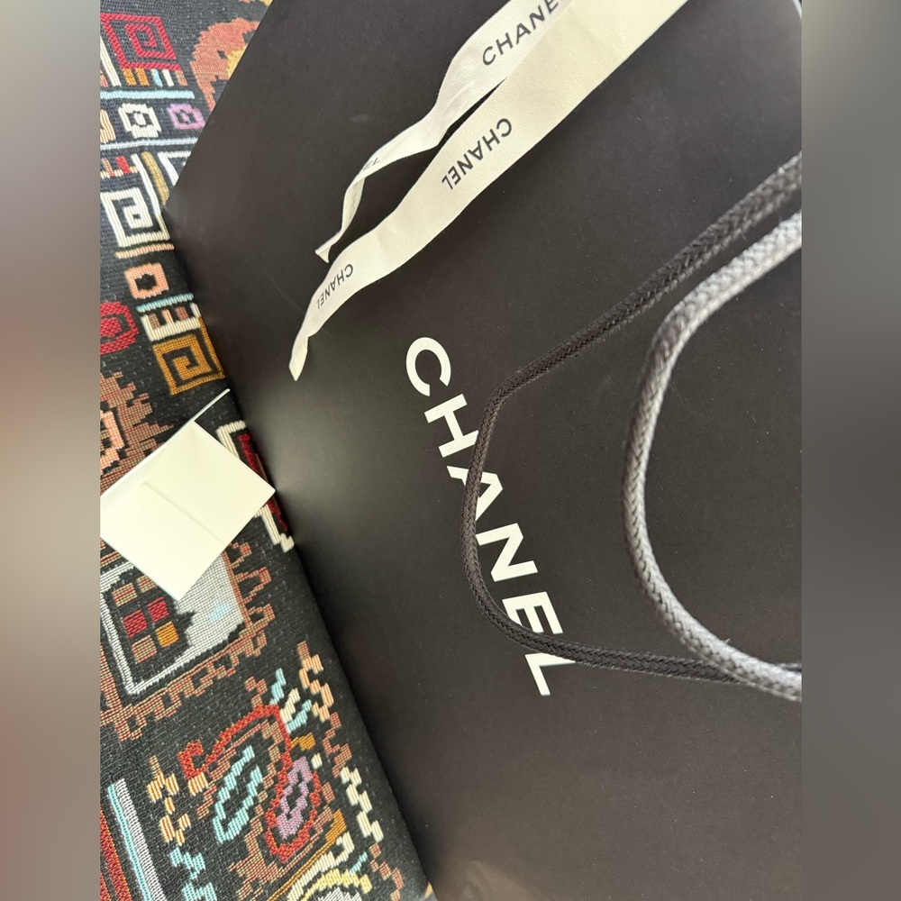 LARGE CHANEL Paper Gift Bag + Ribbon + Card